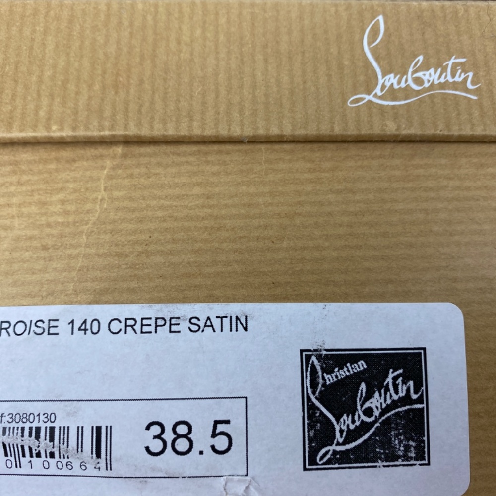 Christian Louboutin Platform Heels Very Croise Size 38.5 Black Satin Peep Toe 8 - Picture 6 of 7